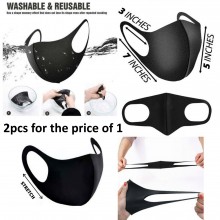 2pcs for the price of 1 Face Mask - Reusable Face Mask - Washable Face Mask - Black, Breathable